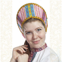 Кокошник Ася, светло-розовый в золоте