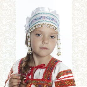 Девичья повязка Ладушка (очелье), белый в золоте- фото 1