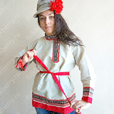 Косоворотка Добрыня, лен, небеленый лен- фото 1